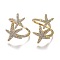 Adjustable Brass Micro Pave Clear Cubic Zirconia Cuff Rings, Open Rings, Wide Band Rings, Long-Lasting Plated, Starfish, Real 18K Gold Plated, 2mm, Inner Diameter: 17mm