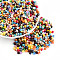 Electroplate Opaque Colours Glass Seed Beads, Round, Mixed Color, 4x3mm, Hole: 1.2~1.4mm, about 7140pcs/pound