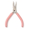 Steel Jewelry Pliers, Round/Concave Pliers, Wire Looping and Wire Bending Plier, with Plastic Handle Cover, Ferronickel, Pink, 11.7x7.9x0.95cm
