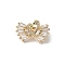 Swan Brass Micro Pave Cubic Zirconia Fold Over Clasps, Lead Free & Cadmium Free, Long-Lasting Plated, Rack Plating, Real 18K Gold Plated, 13.5x21.5x10mm
