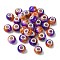 Two Tone Glass European Beads, Large Hole Beads, with Silver Tone Brass Double Cores, Rondelle, Chocolate, 15x11mm, Hole: 5mm
