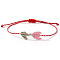 Bohemian Adjustable String Bracelet for Women, Flower, Pink, 11 inch(28cm), Flower: 35mm long, 10mm wide