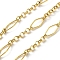 304 Stainless Steel Rhombus with Rolo Chains, Unwelded, with Spool, Ion Plating(IP), Real 18K Gold Plated, 15x6.5x1mm, interval: 26.5mm, about 32.81 Feet(10m)/Roll
