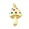 Brass Micro Pave Cubic Zirconia Pendants, Cadmium Free & Lead Free, Mushroom Charms, with Jump Ring, Real 18K Gold Plated, 24.5x15.5x4mm, Hole: 3.5mm