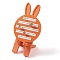Resin Artificial Marble Jewelry Ring Displays, with PU Leather, Rabbit Shape, Dark Orange, 21.5x15x18.5cm