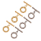 10Set 2 Colors Ion Plating(IP) 304 Stainless Steel Toggle Clasps, Ring, for DIY Jewelry Making, Golden & Stainless Steel Color, 21x6.5x2.8mm, Hole: 2mm, 5set/color