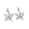 Brass Pave Cubic Zirconia Pendants, Star Charms, with Jump Ring, Rack Plating, Long-Lasting Plated, Cadmium Free & Lead Free, Platinum, 14x11x2.5mm, Hole: 2mm