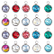 20Pcs 10 Colors Glass Charms, Faceted, with 304 Stainless Steel Findings, Flat Round, Mixed Color, 14x10x6.5mm, Hole: 2.5mm, 2pcs/color