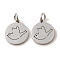 Non-Tarnish 304 Stainless Steel Charms, Laser Cut, with Jump Ring, Stainless Steel Color, Flat Round Charm, Bird, 13.5x12x1mm, Hole: 3.6mm