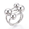 Adjustable 304 Stainless Steel Cuff Rings, Round Ball, Stainless Steel Color, 26~36mm, Inner Diameter: 18mm