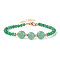 Round Natural Green Aventurine Beaded Bracelets, with Lobster Claw Clasp