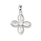 Brass Micro Pave Cubic Zirconia Pendants, Cadmium Free & Lead Free, Flower Charms, Platinum, 18.5x16x3.5mm, Hole: 2.5x5mm