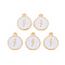 Alloy Enamel Pendants, Cadmium Free & Lead Free, Light Gold, Flat Round with Lightning, White, 16x13x2mm, Hole: 1.6mm