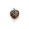 Natural Tiger Eye Copper Wire Wrapped Pendants, Heart Charms, Silver Color, 20mm