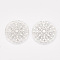 Brass Links connectors, Etched Metal Embellishments, Cadmium Free & Nickel Free & Lead Free, Flat Round with Snowflake, Platinum, 20x0.3mm, Hole: 1.3mm