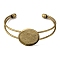 DIY Brass Cuff Bangle Making, Blank Bangle Base, with Glass Cabochons, Antique Bronze, Setting: Tray: 25mm, 2-1/2 inch(6.4cm), Glass: 24.5~25x6~7mm