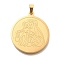 PVD Vacuum Plating 304 Stainless Steel Pendants, Flat Round Charm, Real 18K Gold Plated, Jesus, 28x25x2mm, Hole: 6x3mm