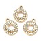 UV Plating Alloy Rhinestone Pendants, Cadmium Free & Lead Free, Donut Charms, Golden, 18x14.5x4mm, Hole: 2mm