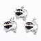 Natural Dyed & Heated Black Agate Kitten Pendants, with Platinum Tone Brass Findings, Cartoon Cat Shape, 28x30x9mm, Hole: 5x7mm