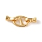 Brass Fold Over Clasps, Cadmium Free & Nickel Free & Lead Free, Oval, Real 18K Gold Plated, 33mm, Hole: 3.5mm