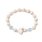 Synthetic Turquoise & Wood & Glass Beaded Stretch Bracelets for Women, Dolphin, Inner Diameter: 2-1/8 inch(5.4cm), Dolphin: 13x20mm