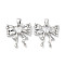Brass Micro Pave Cubic Zirconia Pendants, Bowknot Charms, Cadmium Free & Nickel Free & Lead Free, Platinum, 17x17.5x3.5mm, Hole: 2.8x4.2mm