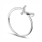 Simple Fashion Real 18K Gold Plated Brass Finger Ring, with Micro Pave AAA Cubic Zirconia Wishbone, Silver Color Plated, 18mm