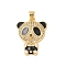 Brass Micro Pave Cubic Zirconia Pendants, with Enamel, Cadmium Free & Nickel Free & Lead Free, Real 18K Gold Plated, Panda, Black, 26.5x19.5x5.5mm, Hole: 4x3mm
