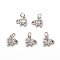 Glass Charms, with Brass Findings & Jump Rings, Elephants, Platinum, 9.5x9.5x3mm, Hole: 3mm