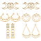 10Pcs 5 Style 201 Stainless Steel Laser Cut Pendants, Moon Phase & Flat Round with Star of David, Golden, 19~39x8~28x1mm, Hole: 1.5~1.8mm, 2pcs/style