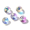 Glass Pendants, Flat Round, AB Color, Faceted, Clear AB, 10x5.5mm, Hole: 1.5mm