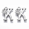 Brass Pendants, with Rhinestones, Cadmium Free & Nickel Free & Lead Free, Alphabet, Platinum, Letter.K, 18x13.5x2.5mm, Hole: 1mm