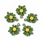 Spray Painted Alloy Pendants, Flower/Daisy, Sea Green, 20.5x16.5x4mm, Hole: 1.8mm