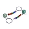 Natural Green Aventurine Round Beaded Keychain, with Iron Rings, 95~96mm