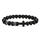 Bohemian Tiger Eye Stone Bracelet Cross Natural Stone Beads Vintage Matte Bead Bracelet