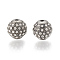 Alloy Bead, with Rhinestone, Round, Crystal, Gunmetal, 9.5x9.5mm, Hole: 1.5mm