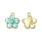Alloy Enamel Pendants, Cadmium Free & Nickel Free & Lead Free, Golden, Flower Charm, Turquoise, 16x14x2.4mm, Hole: 1.5mm
