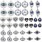 40Pcs 10 Styles Alloy Crystal Rhinestone Pendants, with Enamel Evil Eye, Heart & Rectangle & Flat Round Charms, Platinum, 14.5~29x16~21x2~3mm, Hole: 1.2~2mm, 4Pcs/style