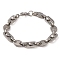 Tarnish Resistant 201 Stainless Steel Oval Link Chain Bracelets, with 304 Stainless Steel Clasps, Stainless Steel Color, 9 inch(22.9cm)