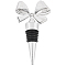 Zinc Alloy Wine Bottle Stoppers, with Rhinestone, Bowknot, Platinum, 98x54.5x19mm