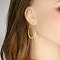 Stylish 304 Stainless Steel Oval Stud Earrings, Golden, 39x27mm