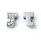 Initial Slide Beads, Alloy Rhinestone Beads, Platinum Color, Letter J, about 7.5mm wide, 10mm long, 6.5mm thick, hole: 3.5x7mm