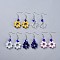 Glass Dangle Earrings, with  Handmade Evil Eye Lampwork Bead and Brass Earring Hook, Ring, Mixed Color, 53~56mm, Pin: 0.7mm