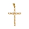 Brass Micro Pave Clear Cubic Zirconia Pendants, Cross, Real 18K Gold Plated, 34x21.5x2.5mm, Hole: 4x3mm