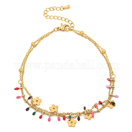 Браслеты на ногу из нержавеющей стали 304 boho с эмалью AJEW-P125-01A-G-1