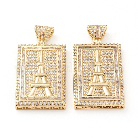 Латунные микропаве прозрачные подвески с фианитом ZIRC-L093-40G-1