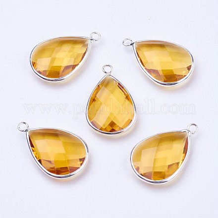 Серебряные плакированные медью стеклянные стеклянные подвески X-GLAA-M006-A-20S-1