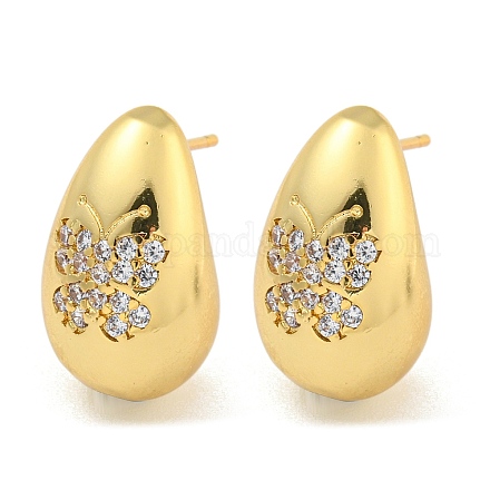 Серьга-гвоздик из латуни с микро-паве EJEW-C102-29C-G-1