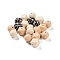 Round/Polygon Food Grade Silicone Focal Beads, Leopard Print Pattern, PeachPuff, 14~15x15~18x14~15mm, Hole: 2.3~2.5mm, 20pcs/bag