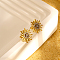 304 Stainless Steel Stud Earrings for Women, Sun, Golden, 15mm